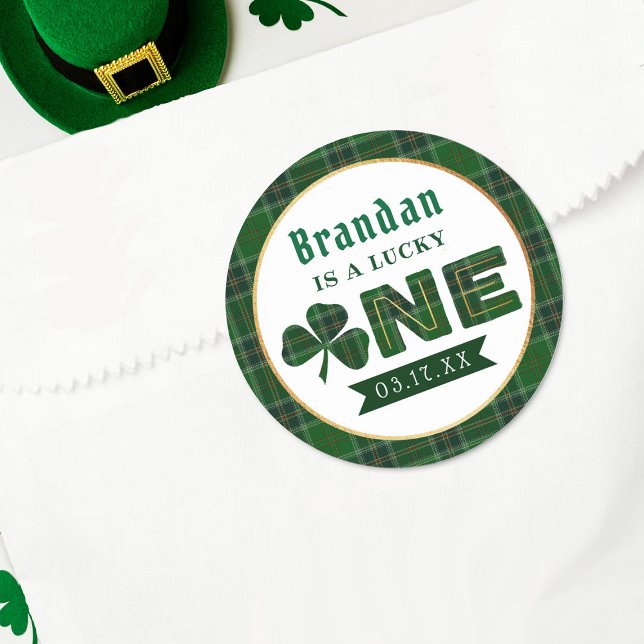 Pegatina Redonda Lucky Little Shamrock 1er cumpleaños (Subido por el creador)