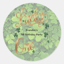 Pegatina Redonda Lucky One 1st. Birthday Party