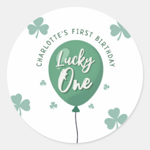 Pegatina Redonda Lucky One cumpleaños St Patricks Day Trébol