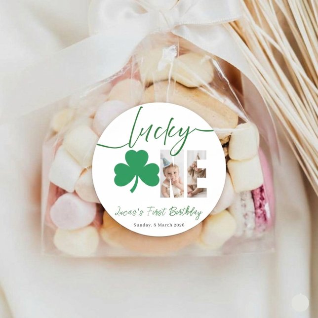 Pegatina Redonda Lucky One First Birthday Shamrock Photo Sticker (Subido por el creador)