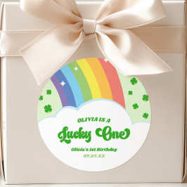 Pegatina Redonda Lucky One Lucky Charm Rainbow Primer Fiesta de cum