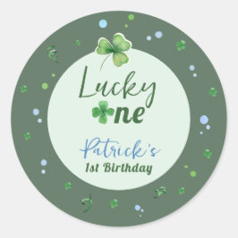Pegatina Redonda Lucky One St Patrick Boy Birthday