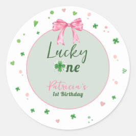 Pegatina Redonda Lucky One St Patrick Girl Birthday