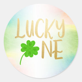 Pegatina Redonda Lucky one St Patricks Day shamrock