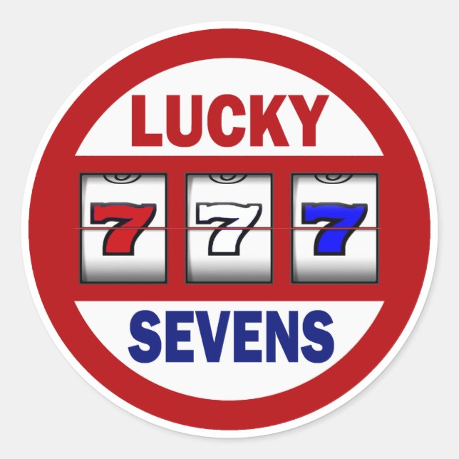 Pegatina Redonda Lucky Sevens Slots (Anverso)