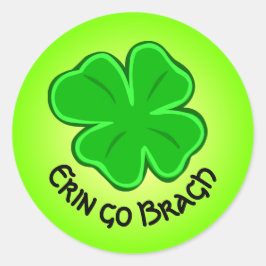 Pegatina Redonda Lucky Shamrock Erin Go Bragh Curso Texto