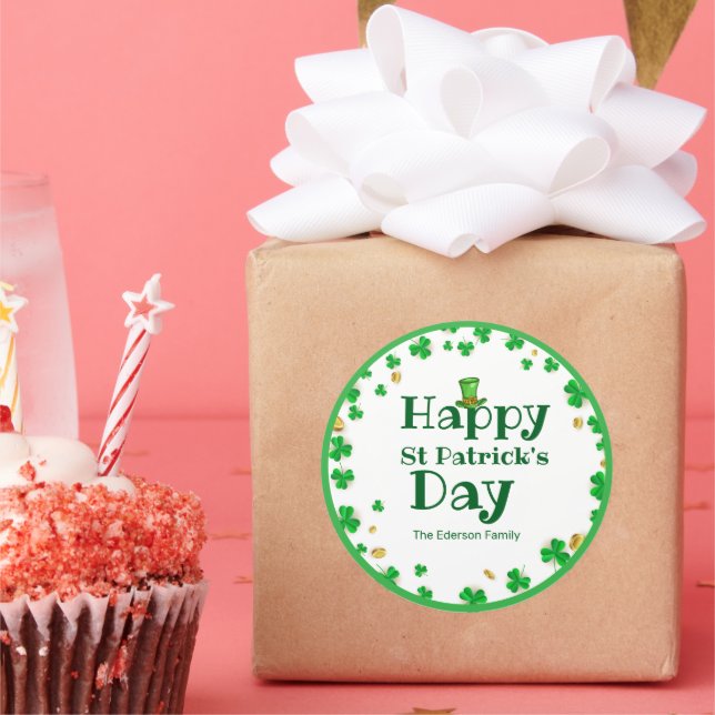 Pegatina Redonda Lucky Shamrock St. Patrick's Day Pegatinas (Fiesta)