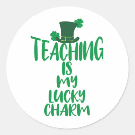 Pegatina Redonda Lucky Teacher Vibes St. Patrick's Day Edition