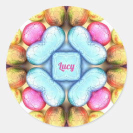 Pegatina Redonda LUCY FÁCIL ~ ¡WOW! Huevos de bonito para dar Pascu