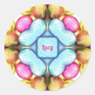 Pegatina Redonda LUCY FÁCIL ~ ¡WOW! Huevos de bonito para dar Pascu