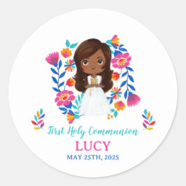 Pegatina redonda LUCY Primera Comunión