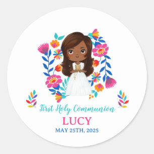 Pegatina redonda LUCY Primera Comunión