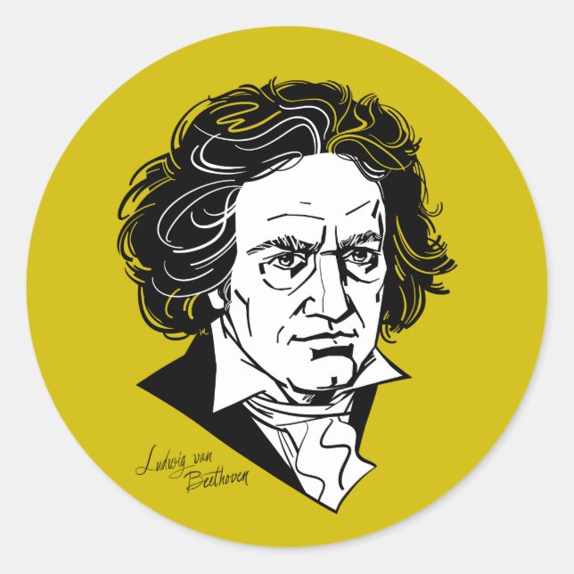 Pegatina Redonda Ludwig van Beethoven (Anverso)