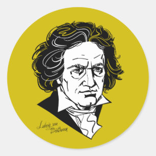 Pegatina Redonda Ludwig van Beethoven