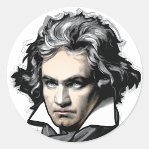 Pegatina Redonda Ludwig van Beethoven