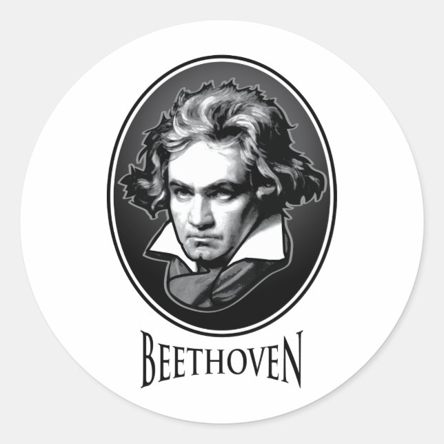 Pegatina Redonda Ludwig van Beethoven (Anverso)