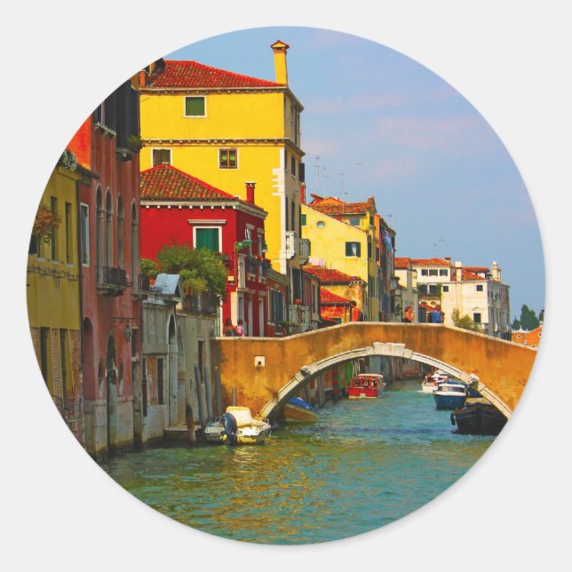 Pegatina Redonda Lugares románticos de Venecia (Anverso)