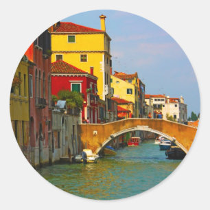 Pegatina Redonda Lugares románticos en Venecia
