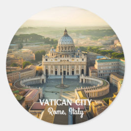 Pegatina Redonda Lugares tranquilos en la Ciudad del Vaticano, Ital