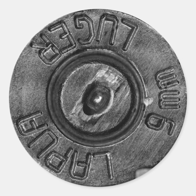 Pegatina Redonda Luger de 9 mm (Anverso)