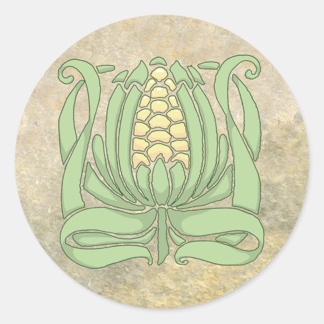 Pegatina Redonda Lughnasadh Sweet Corn (Anverso)