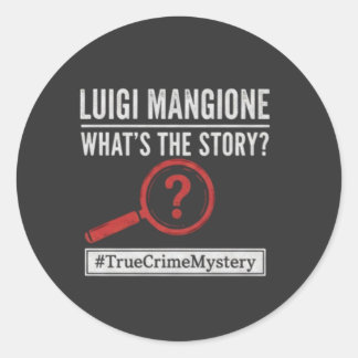 Pegatina Redonda Luigi Mangione - What's The Story? Mystery Sticker