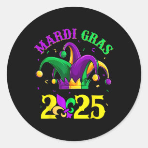 Pegatina Redonda Luisiana Parade 2025 Retro Mardi Gras
