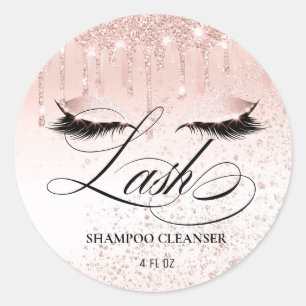 Pegatina Redonda Lujo Glam Rubor Rosa Gold Lash Bath Cleanser