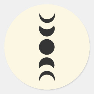 Pegatina Redonda Lujo Lunar Negro y Crema Boda de Fase Lunar 