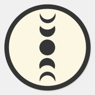 Pegatina Redonda Lujo Lunar Negro y Crema Bodas de Fase Lunar 