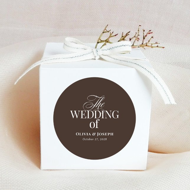Pegatina Redonda Lujo Marrón | Boda Elegante (Subido por el creador)