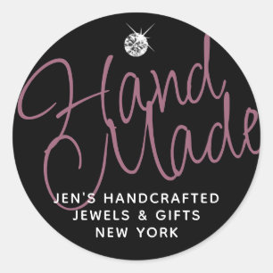 Pegatina Redonda Lujo negro claro Diamante de imitación elegante he