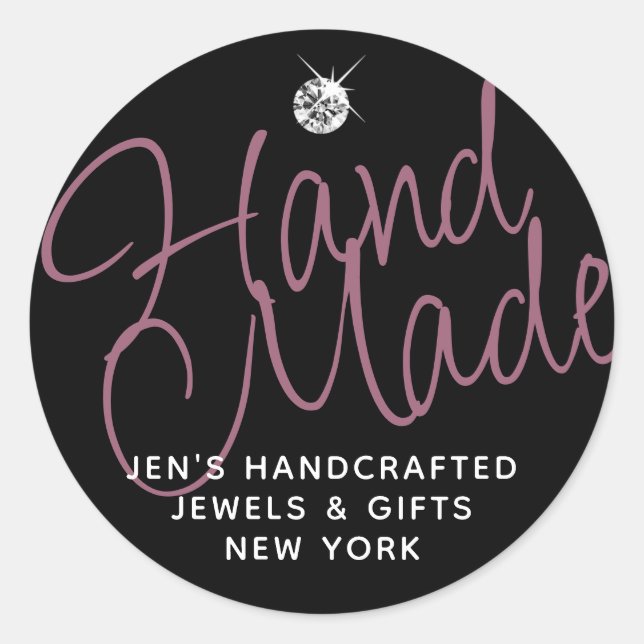 Pegatina Redonda Lujo negro claro Diamante de imitación elegante he (Anverso)