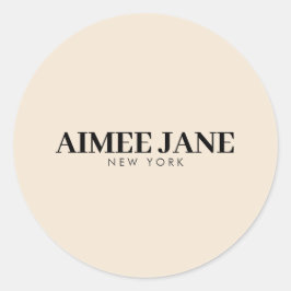 Pegatina Redonda Lujosa Boutique Minimalista Negrita Marfil Oscuro