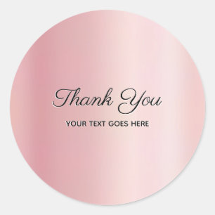 Pegatina Redonda Lujoso Elegante Rosa Dorado Texto Personalizado Gr