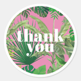 Pegatina Redonda Lujoso Tropical Moderno Boutique & Salon Pink