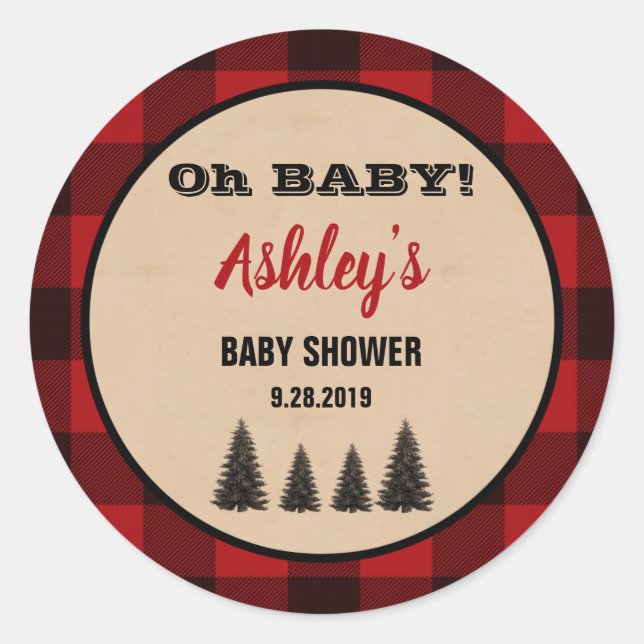 Pegatina Redonda Lumberjack Baby Shower Round Favorito Pegatinas (Anverso)