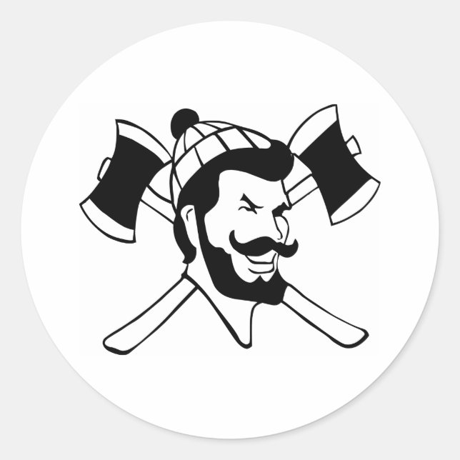 Pegatina Redonda Lumberjack Logger (Anverso)