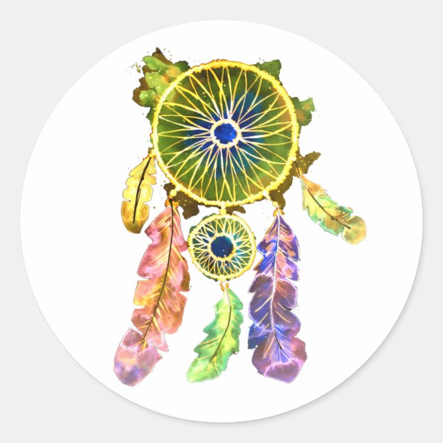 Pegatina Redonda Luminescente Dreamcatcher (Anverso)