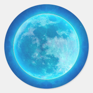 Pegatina Redonda Luna Azul
