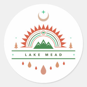 Pegatina Redonda luna de arco iris lacustre arizona