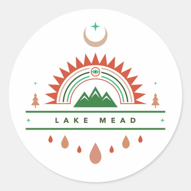 Pegatina Redonda luna de arco iris lacustre arizona (Anverso)