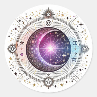 Pegatina Redonda Luna de astrología zodiaca