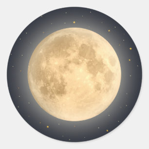 Pegatina Redonda Luna de Cosecha