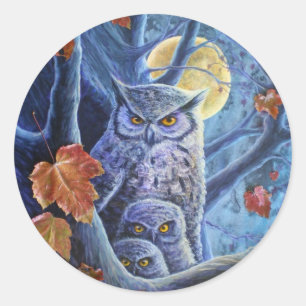 Pegatina Redonda Luna de Cosecha