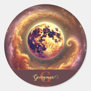 Pegatina Redonda Luna de la Galaxia otoñal personalizada