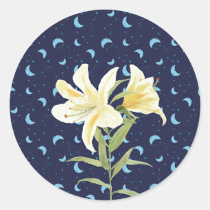 Pegatina Redonda Luna de la noche Casablanca Lily