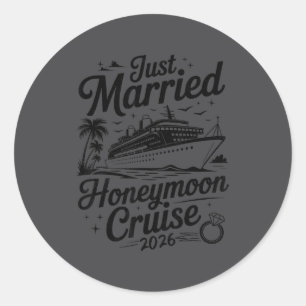 Pegatina Redonda Luna de miel crucero 2026 recién casados Cute