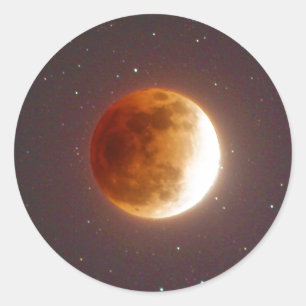Pegatina Redonda Luna de Sangre Eclipse Lunar