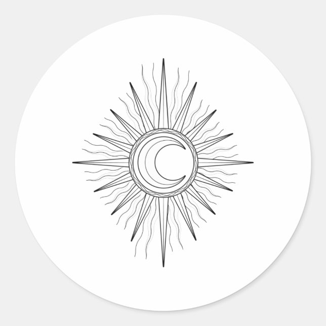 Pegatina Redonda Luna de sol (Anverso)